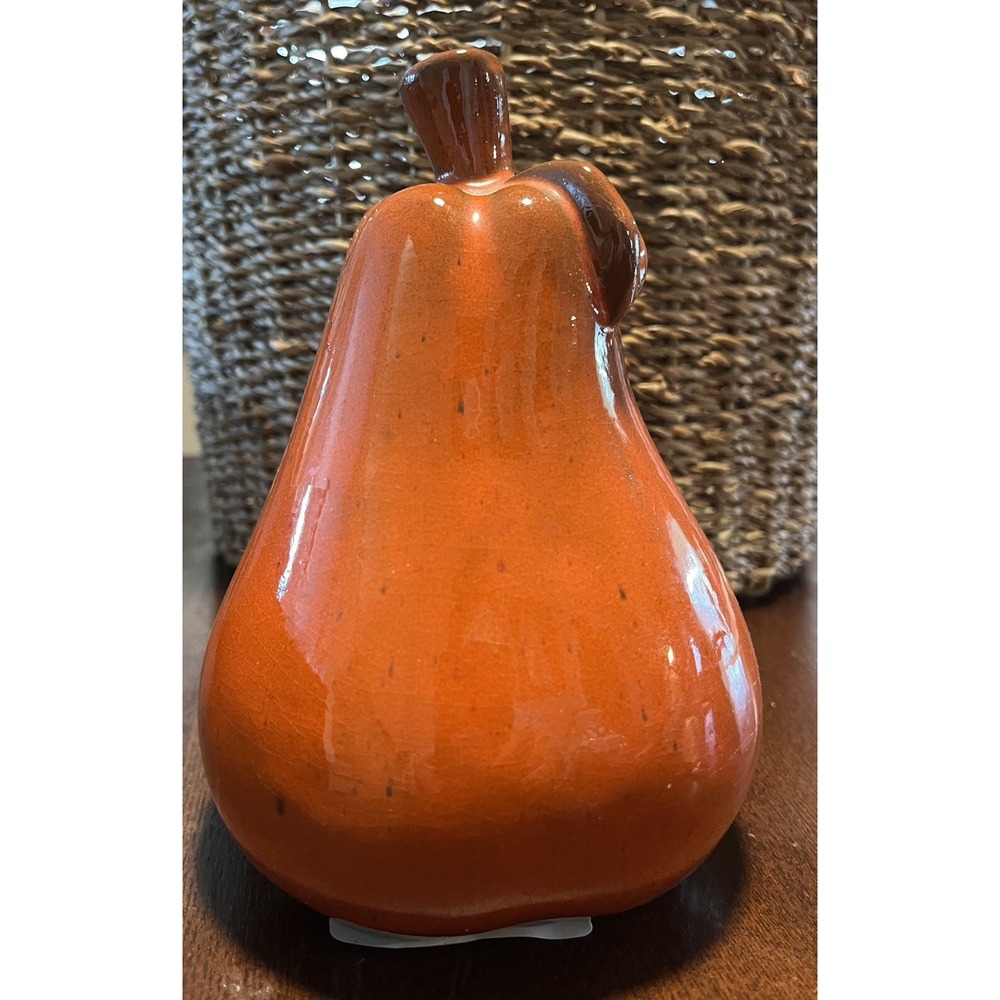 Red Pear Glazed Ceramic Rust Orange 7 inches Kitchen Decor MCM